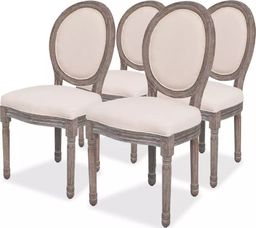 vidaXL Krzesła stołowe, 4 szt., kremowe, tkanina