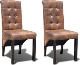  vidaXL Krzesła stołowe, 2 szt., brązowe, sztuczna skóra