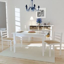  vidaXL Krzesła stołowe, 2 szt., białe, drewno kauczukowe i aksamit (242030) - 242030