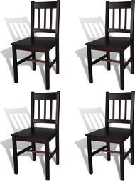  vidaXL Krzesła stołowe, 4 szt., brązowe, drewno sosnowe