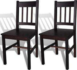  vidaXL Krzesła stołowe, 2 szt., brązowe, drewno sosnowe