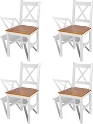  vidaXL Krzesła stołowe, 4 szt., białe, drewno sosnowe