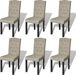  vidaXL Krzesła stołowe, 6 szt., beżowe, tkanina