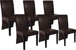  vidaXL Krzesła stołowe, 6 szt., ciemnobrązowe, sztuczna skóra