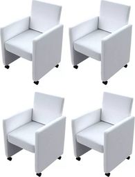  vidaXL Krzesła stołowe, 4 szt., białe, sztuczna skóra