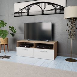 vidaXL Szafka pod TV, 95x35x36 cm, płyta wiórowa, kolor dębowy i biały