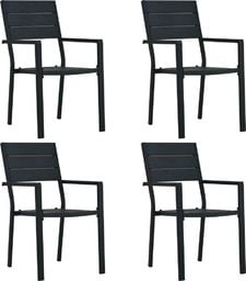  vidaXL krzesła ogrodowe, 4 sztuki, czarne, HDPE o wyglądzie drewna (47886)