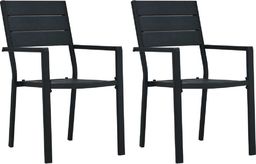  vidaXL krzesła ogrodowe, 2 sztuki, czarne, HDPE o wyglądzie drewna (47885)