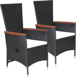  vidaXL Krzesła ogrodowe z poduszkami, 2 szt., polirattan, czarne