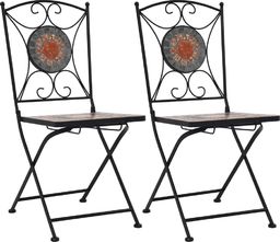  vidaXL mozaikowe krzesła bistro, 2 sztuki pomarańczowo-szare (46718)