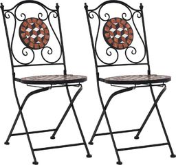  vidaXL mozaikowe krzesła bistro, 2 sztuki, brązowe, ceramiczne (46714)