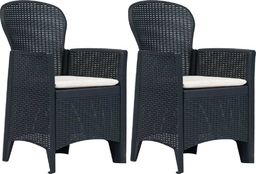  vidaXL krzesła ogrodowe z poduszkami, 2 sztuki, antracytowe, plastikowe (45599)