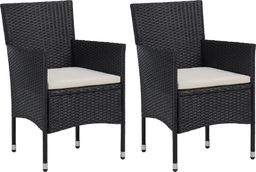  vidaXL krzesła ogrodowe, 2 sztuki, polirattan, czarne (46179)
