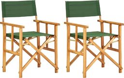  vidaXL krzesła reżyserskie, 2 sztuki, lite drewno akacjowe, zielone (45949)