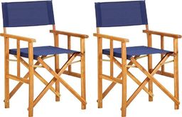 vidaXL krzesła reżyserskie, 2 sztuki, lite drewno akacjowe, niebieskie (45948)