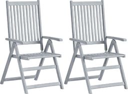  vidaXL rozkładane krzesła ogrodowe, 2 sztuki, szare, lite drewno akacjowe (45938)