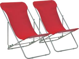  vidaXL składane krzesła plażowe, 2 sztuki, stal, tkanina Oxford, czerwone (44360)