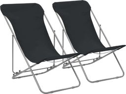  vidaXL składane krzesła plażowe, 2 sztuki, stal i tkanina Oxford, czarne (44359)