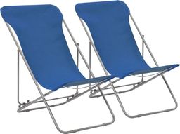  vidaXL krzesła plażowe, 2 sztuki, stal i tkanina Oxford, niebieskie (44358)