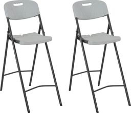 vidaXL składane krzesła barowe, 2 sztuki, HDPE i stal, białe (44561)