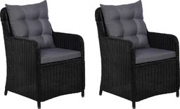  vidaXL krzesła ogrodowe z poduszkami, 2 sztuki, polirattan, czarne (44146)