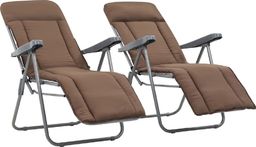  vidaXL Składane krzesła ogrodowe z poduszkami, 2 szt., brązowe