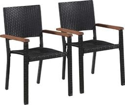  vidaXL krzesła ogrodowe, 2 sztuki, polirattan, czarne (43937)