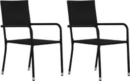  vidaXL krzesła ogrodowe, 2 sztuki, polirattan, czarne (43929)