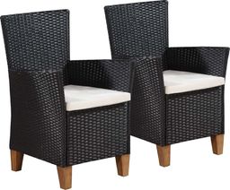  vidaXL krzesła ogrodowe z poduszkami, 2 sztuki, polirattan, czarne (44103)