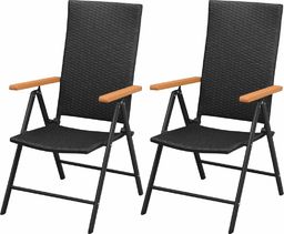  vidaXL Sztaplowane krzesła ogrodowe, 2 szt., polirattan, czarne (42798) - 42798
