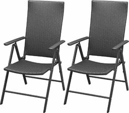  vidaXL sztaplowane krzesła ogrodowe, 2 sztuki, polirattan, czarne (42796)