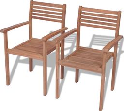  vidaXL Krzesła ogrodowe sztaplowane, 2 szt., lite drewno tekowe