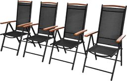  vidaXL Składane krzesła ogrodowe, 4 szt., aluminium/textilene, czarne