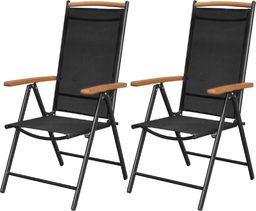  vidaXL składane krzesła ogrodowe, 2 sztuki, aluminium, textilene, czarne (41732)