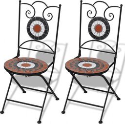  vidaXL składane krzesła bistro, 2 sztuki, ceramiczne, terakota i biel (41535)
