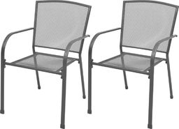  vidaXL krzesła ogrodowe, sztaplowane, 2 sztuki, stalowe, szare (42705)