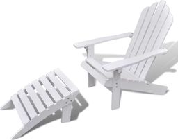  vidaXL krzesło ogrodowe z podnóżkiem, drewniane, białe (40859)