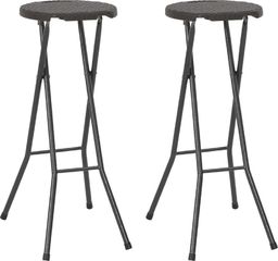  vidaXL składane stołki, 2 sztuki, HDPE i stal, brązowe, rattanowy wygląd (44559)
