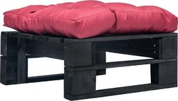  vidaXL ogrodowy puf z palet, czerwona poduszka, czarne drewno FSC (277409)