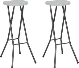  vidaXL składane stołki barowe, 2 sztuki, HDPE i stal, białe (44562)