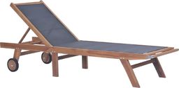  vidaXL składany leżak z kółkami, lite drewno tekowe i textilene