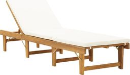  vidaXL Składany leżak z poduszką, lite drewno akacjowe