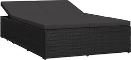  vidaXL rozkładane łóżko ogrodowe z poduszką, polirattan, czarne (46245)