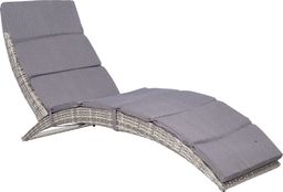  vidaXL składany leżak z poduszką, polirattan, szary (44133)