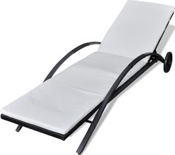  vidaXL leżak z poduszką i kółkami, polirattan, czarny (42495)