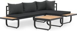  vidaXL sofa ogrodowa ze stołem i poduszkami, narożna, aluminium, WPC (44704)