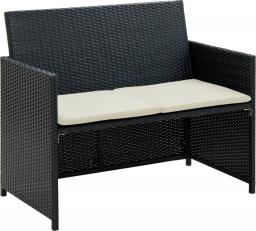  vidaXL 2-osobowa sofa ogrodowa z poduszkami, polirattan, czarna