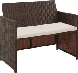  vidaXL 2 osobowa sofa ogrodowa z poduszkami, polirattan, brązowa (43911)