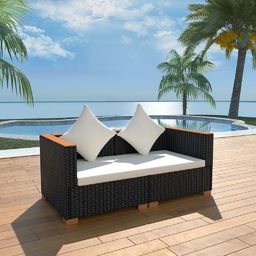  vidaXL sofa ogrodowa, rattan PE, czarna (42754)