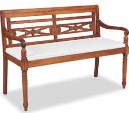  vidaXL ławka Batavia z poduszkami, 120 cm, drewno tekowe (43057)